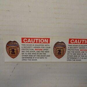 USPS - Security Viewer Door Sticker - Caution -Strip of two stickers - unused